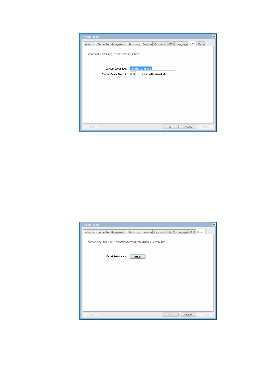 Screen-saver text, Screen-saver timeout, Reset | Reset parameters | Samsung LF19BKBLB-ZA User Manual | Page 42 / 82