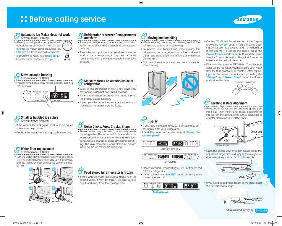 Samsung RF217ABBP-XAA User Manual | 1 page