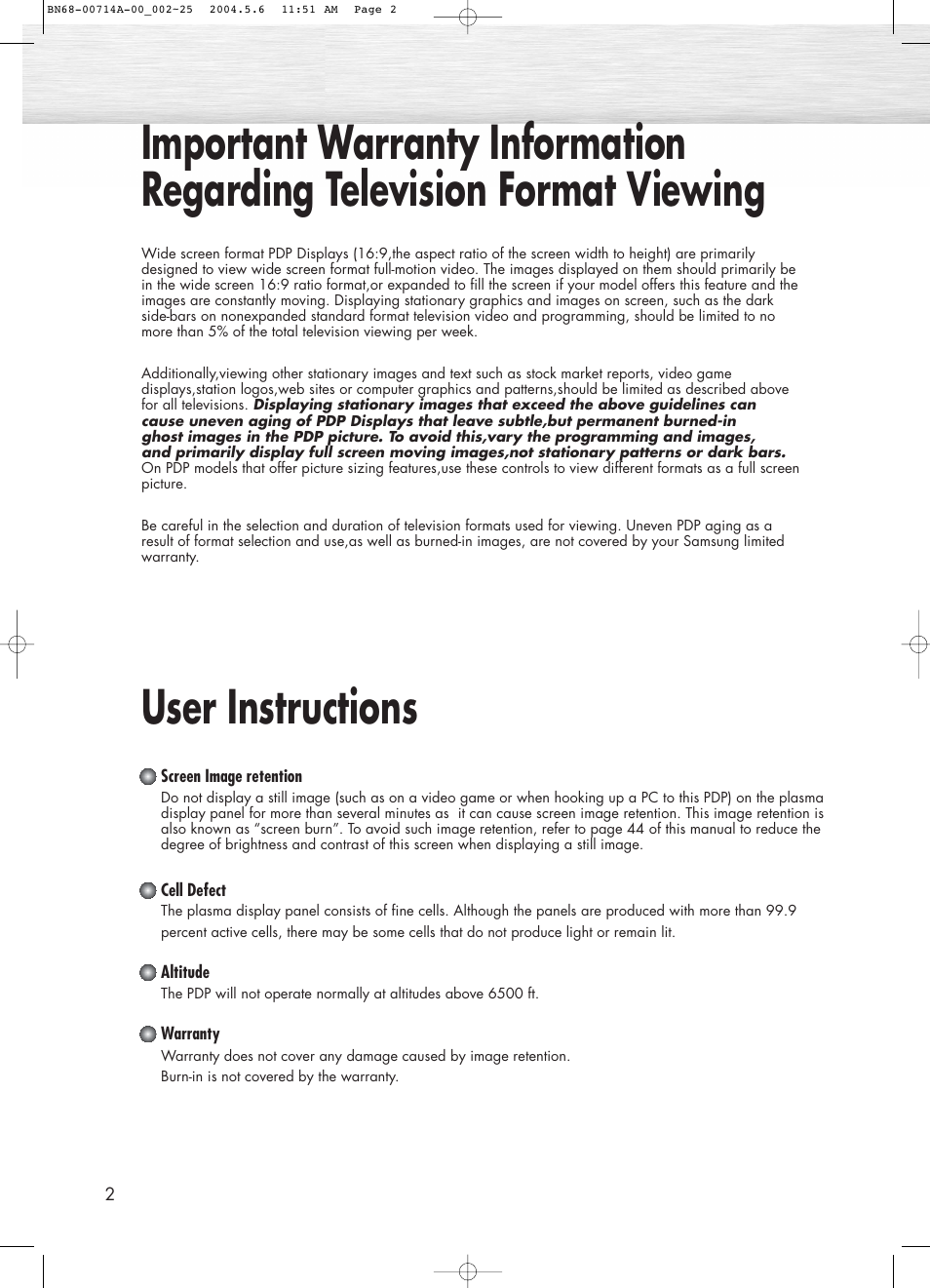Samsung HPP5031X-XAC User Manual | Page 2 / 110
