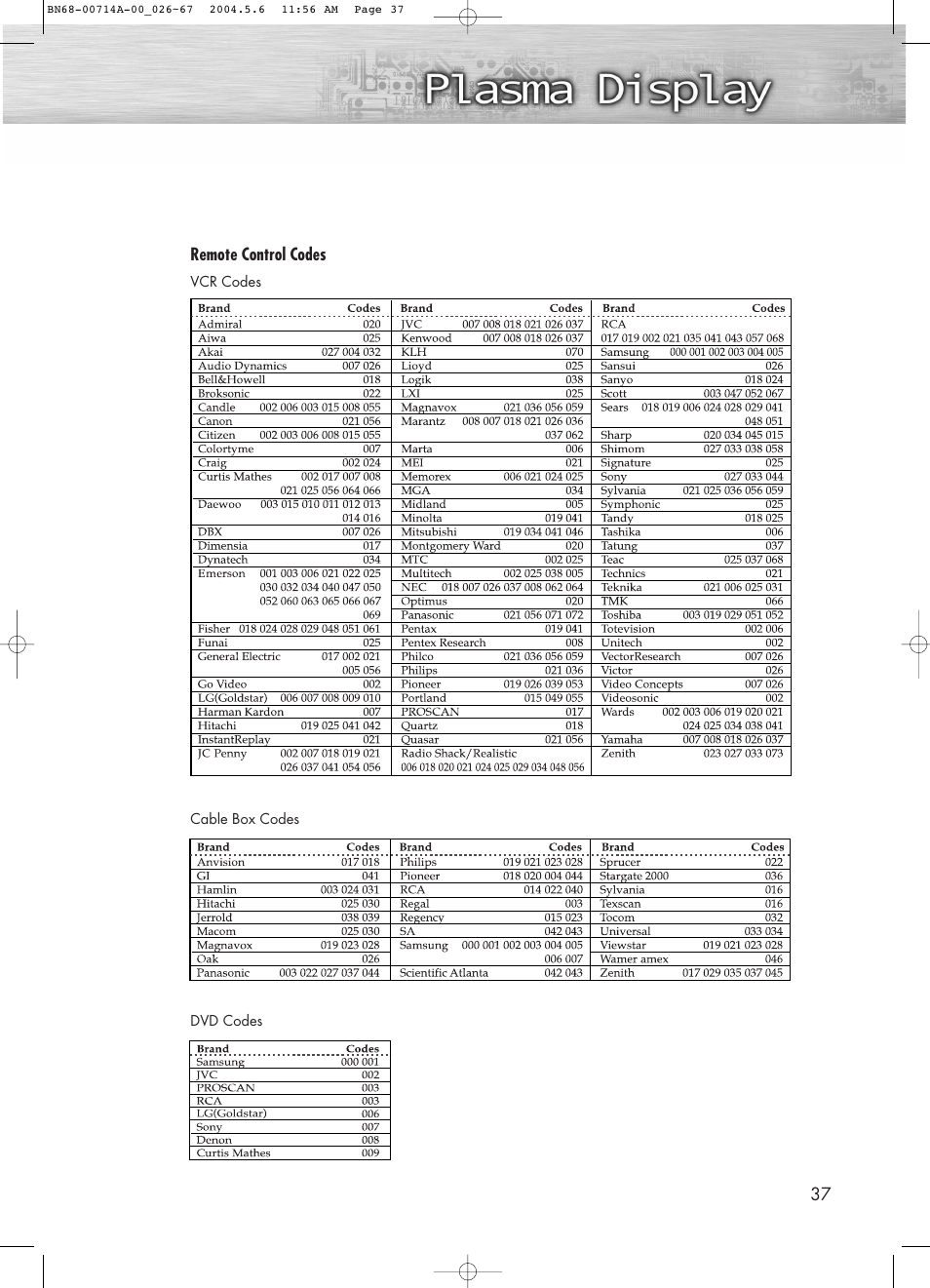 Samsung HPP5031X-XAC User Manual | Page 37 / 110