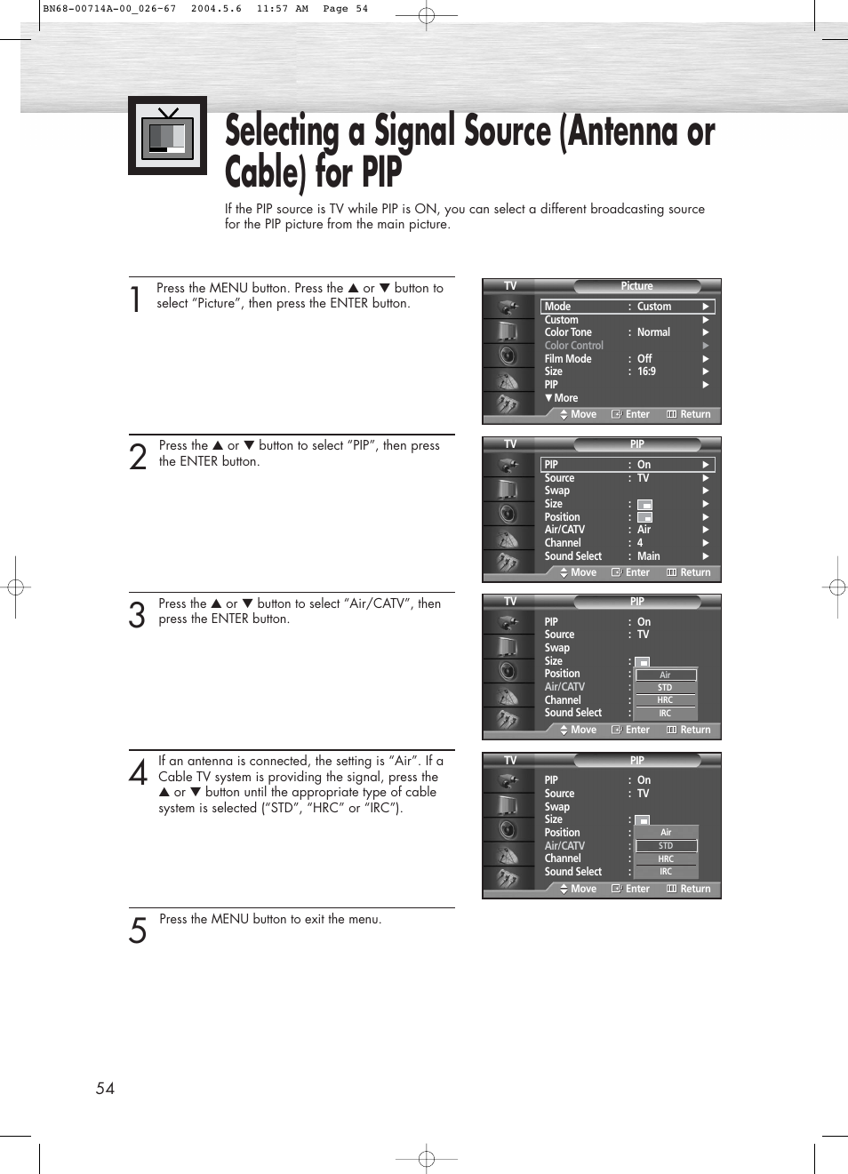 Samsung HPP5031X-XAC User Manual | Page 54 / 110