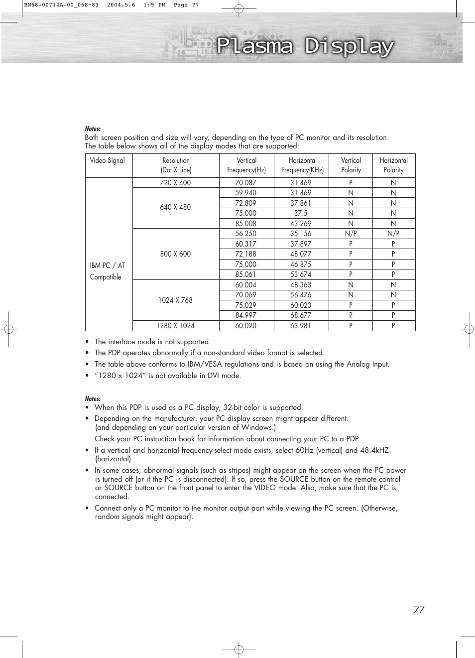Samsung HPP5031X-XAC User Manual | Page 77 / 110