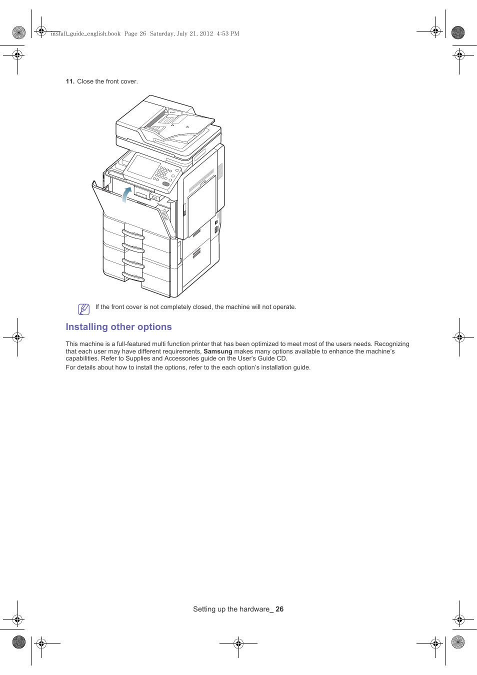 Installing other options | Samsung SCX-8240NA-XAA User Manual | Page 27 / 61