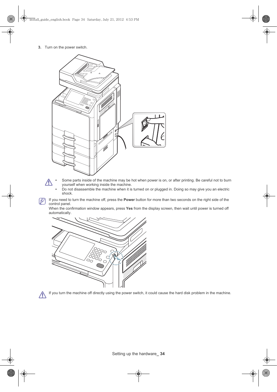 Setting up the hardware _ 34 | Samsung SCX-8240NA-XAA User Manual | Page 35 / 61