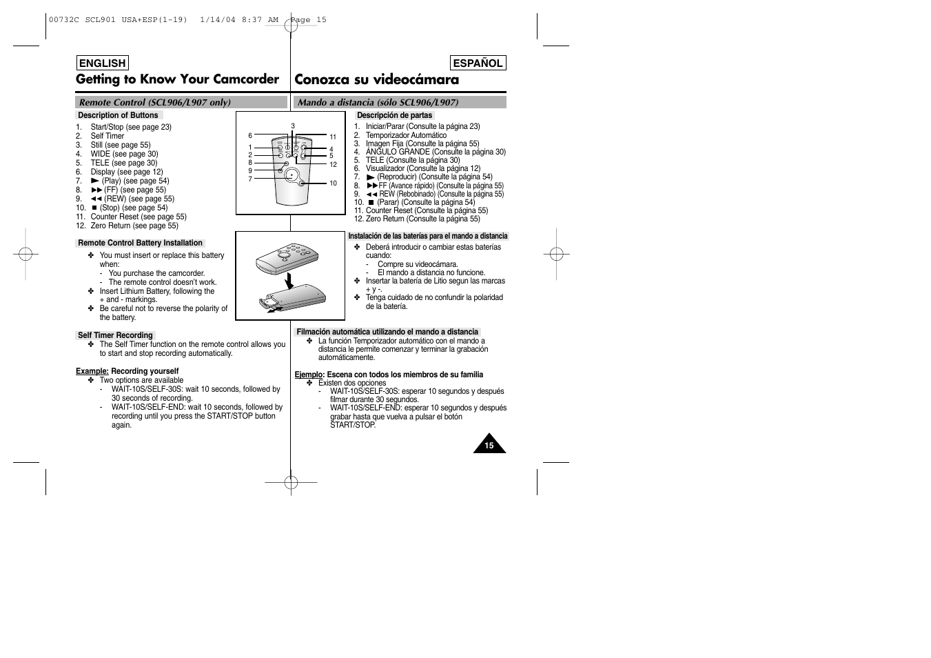 Conozca su videocámara | Samsung SC-L906-XAP User Manual | Page 15 / 71