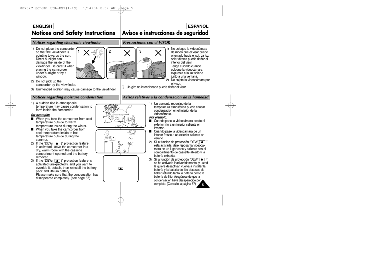 Notices and safety instructions, Avisos e instrucciones de seguridad | Samsung SC-L906-XAP User Manual | Page 5 / 71