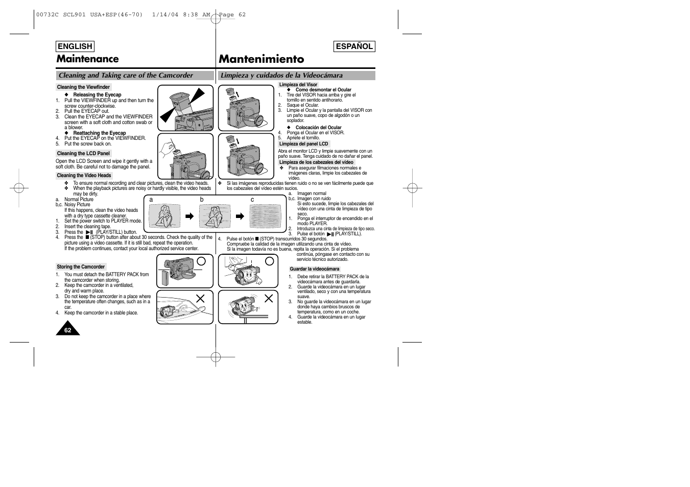 Mantenimiento, Maintenance | Samsung SC-L906-XAP User Manual | Page 62 / 71