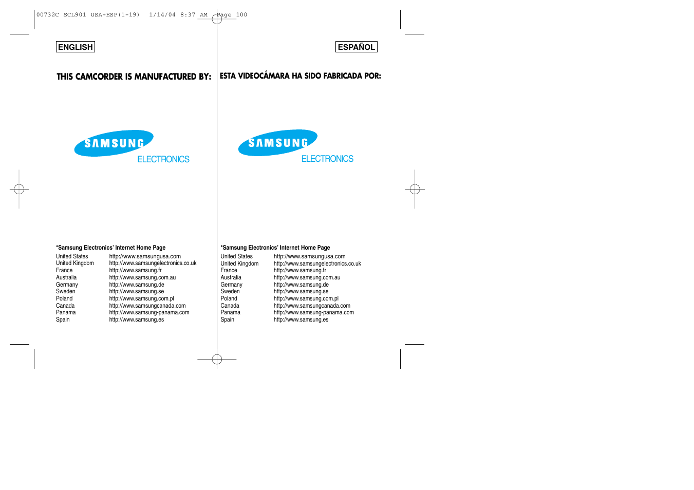 Electronics | Samsung SC-L906-XAP User Manual | Page 71 / 71