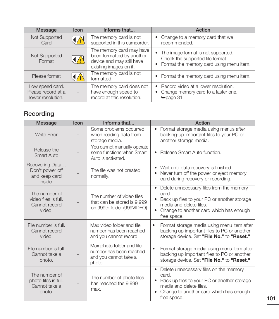 Recording | Samsung SMX-C20RN-XAA User Manual | Page 115 / 125