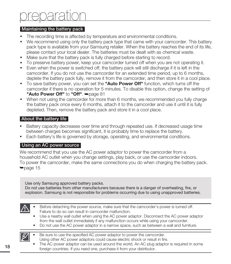 Preparation | Samsung SMX-C20RN-XAA User Manual | Page 32 / 125