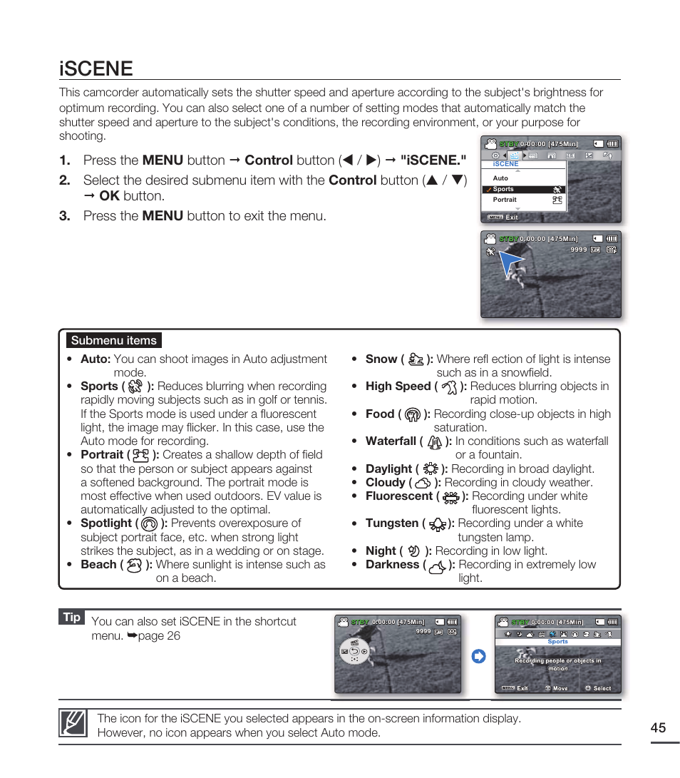 Iscene | Samsung SMX-C20RN-XAA User Manual | Page 59 / 125