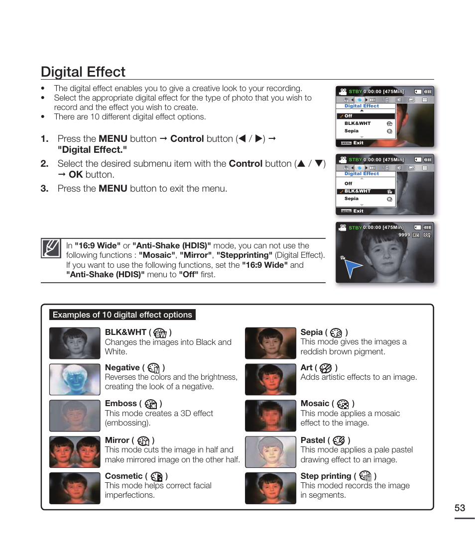 Digital effect | Samsung SMX-C20RN-XAA User Manual | Page 67 / 125