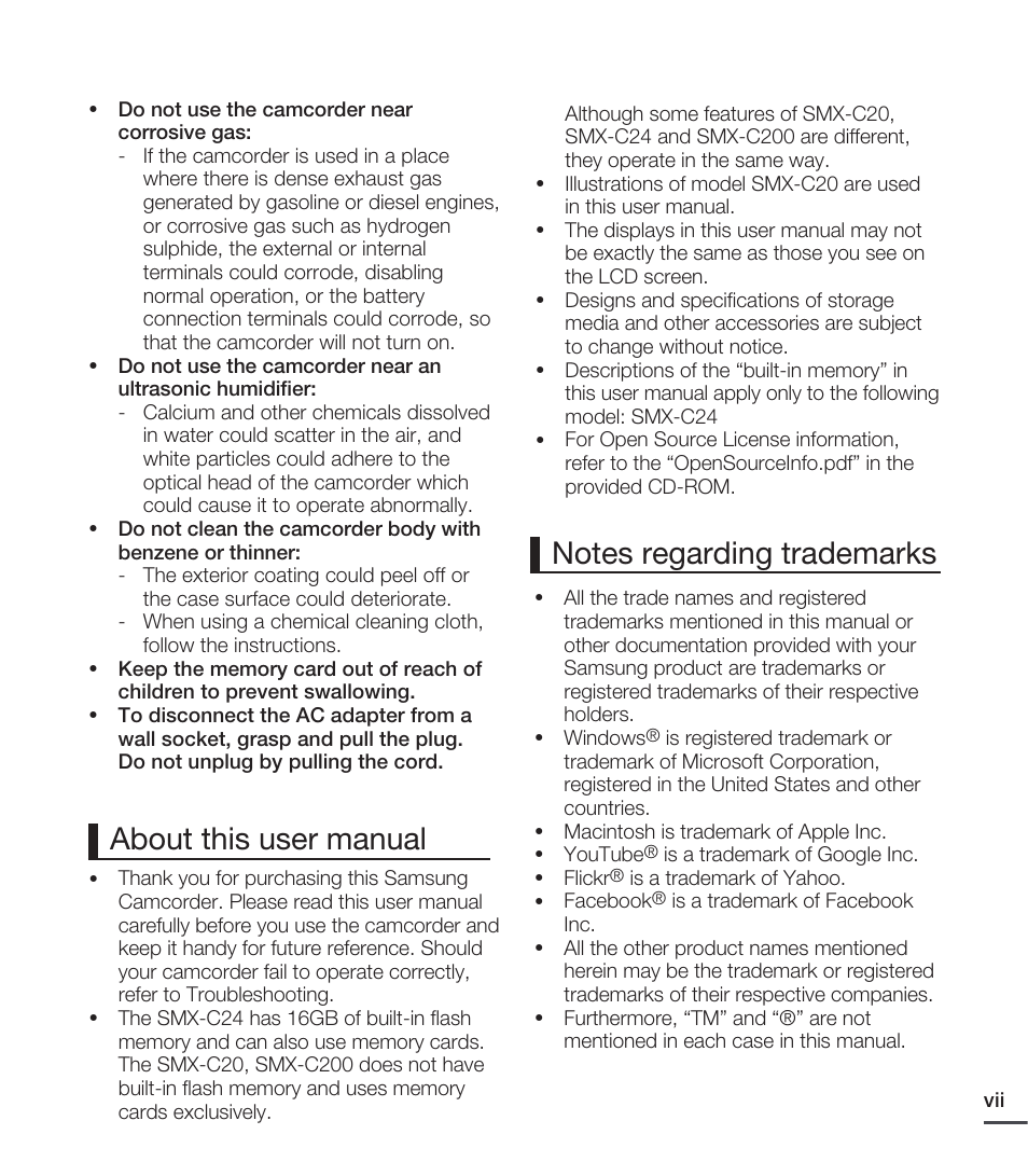 Samsung SMX-C20RN-XAA User Manual | Page 7 / 125