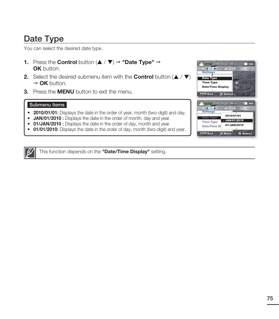 Date type | Samsung SMX-C20RN-XAA User Manual | Page 89 / 125