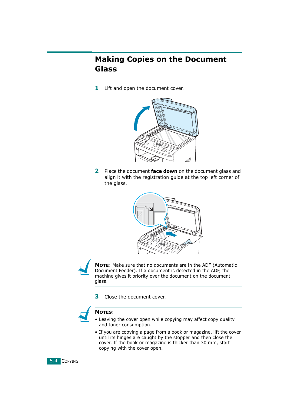 Making copies on the document glass | Samsung SCX-4720F-XIP User Manual | Page 115 / 322