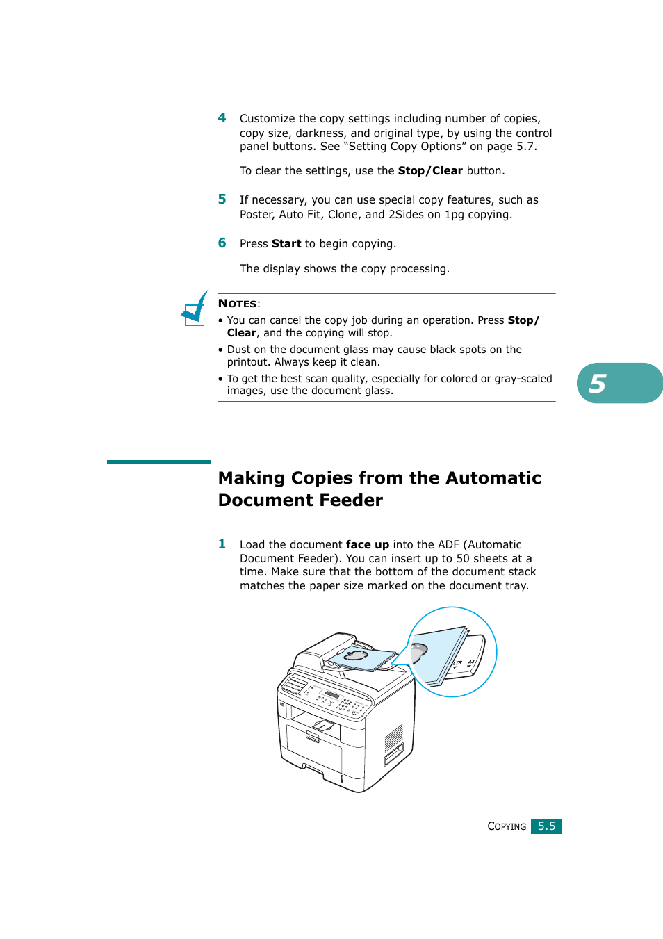 Making copies from the automatic document feeder, Making copies from the automatic document, Feeder | Samsung SCX-4720F-XIP User Manual | Page 116 / 322