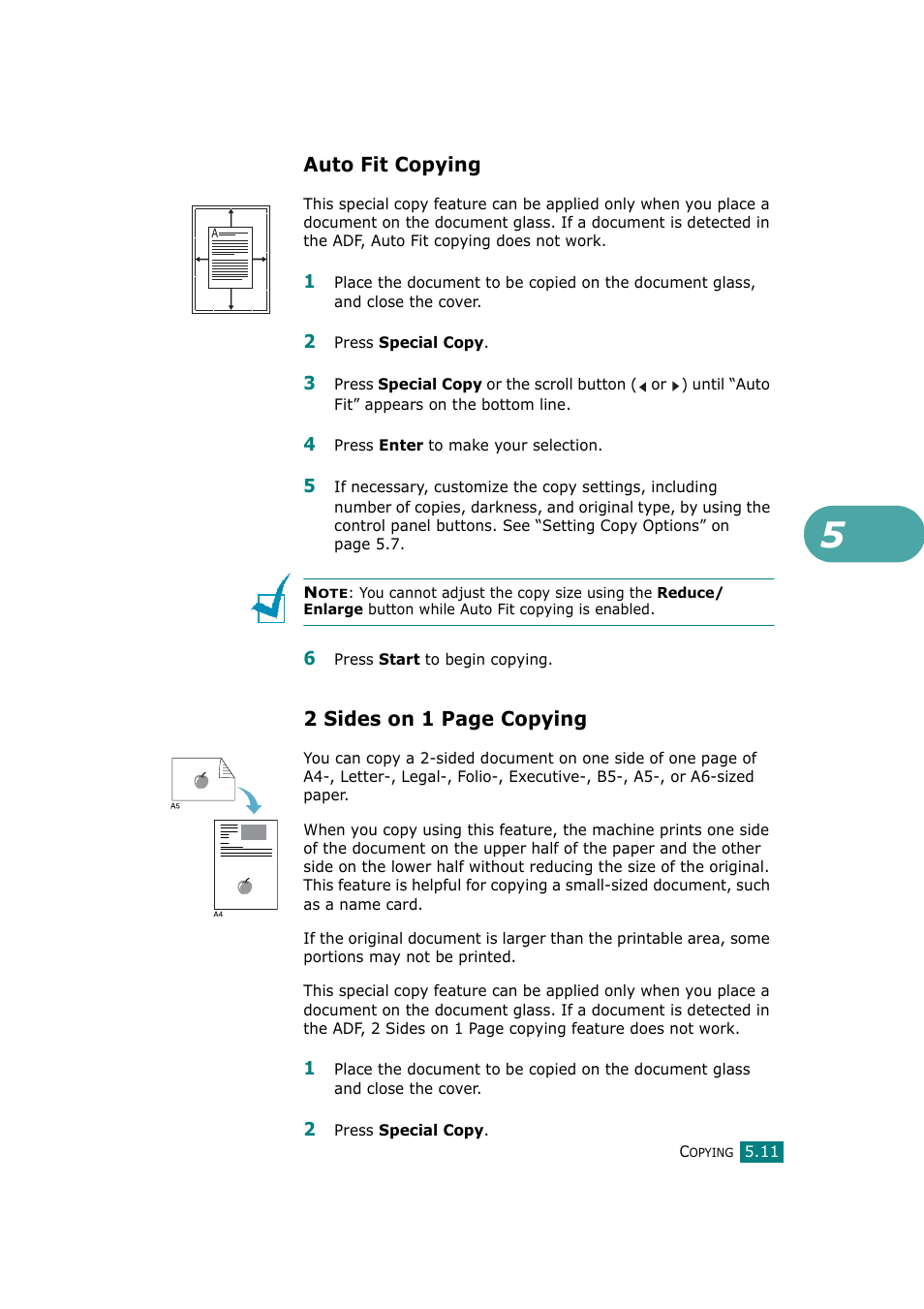 Auto fit copying, 2 sides on 1 page copying | Samsung SCX-4720F-XIP User Manual | Page 122 / 322