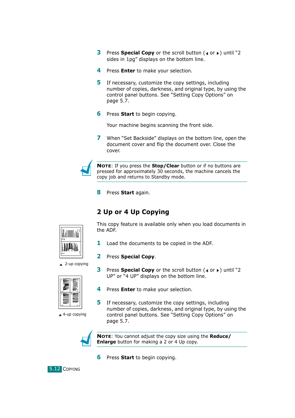 2 up or 4 up copying | Samsung SCX-4720F-XIP User Manual | Page 123 / 322