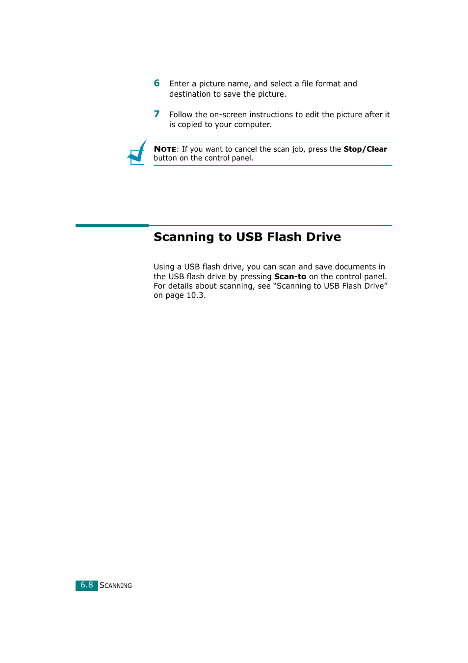 Scanning to usb flash drive | Samsung SCX-4720F-XIP User Manual | Page 135 / 322