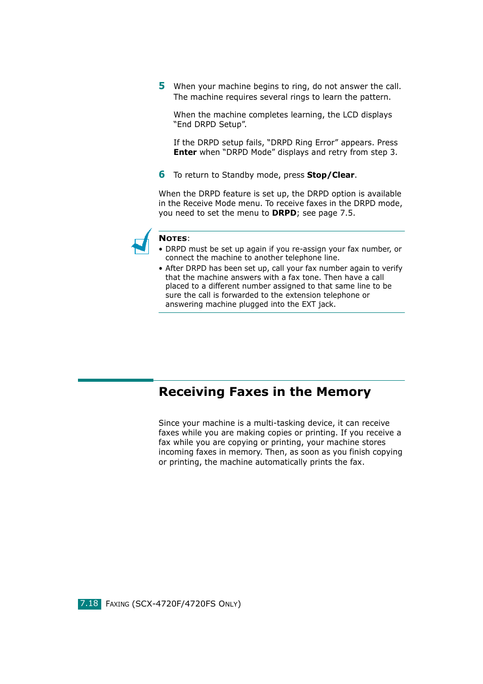 Receiving faxes in the memory | Samsung SCX-4720F-XIP User Manual | Page 157 / 322