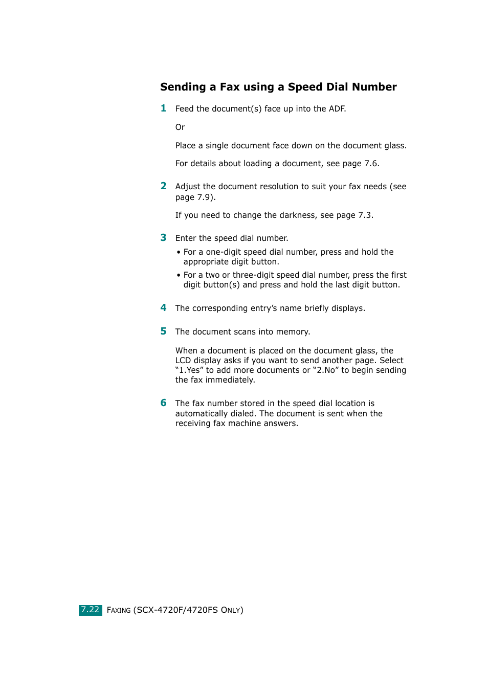 Sending a fax using a speed dial number | Samsung SCX-4720F-XIP User Manual | Page 161 / 322
