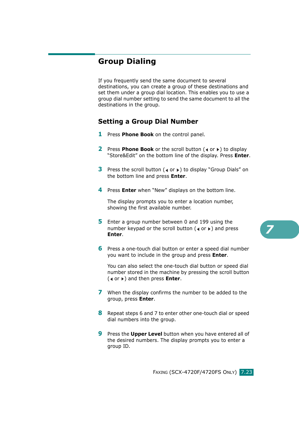 Group dialing, Setting a group dial number | Samsung SCX-4720F-XIP User Manual | Page 162 / 322
