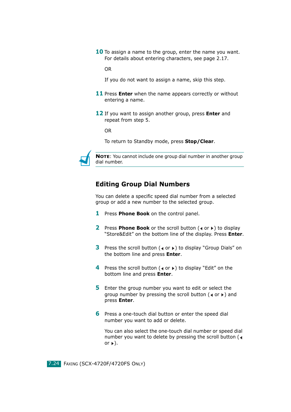 Editing group dial numbers | Samsung SCX-4720F-XIP User Manual | Page 163 / 322