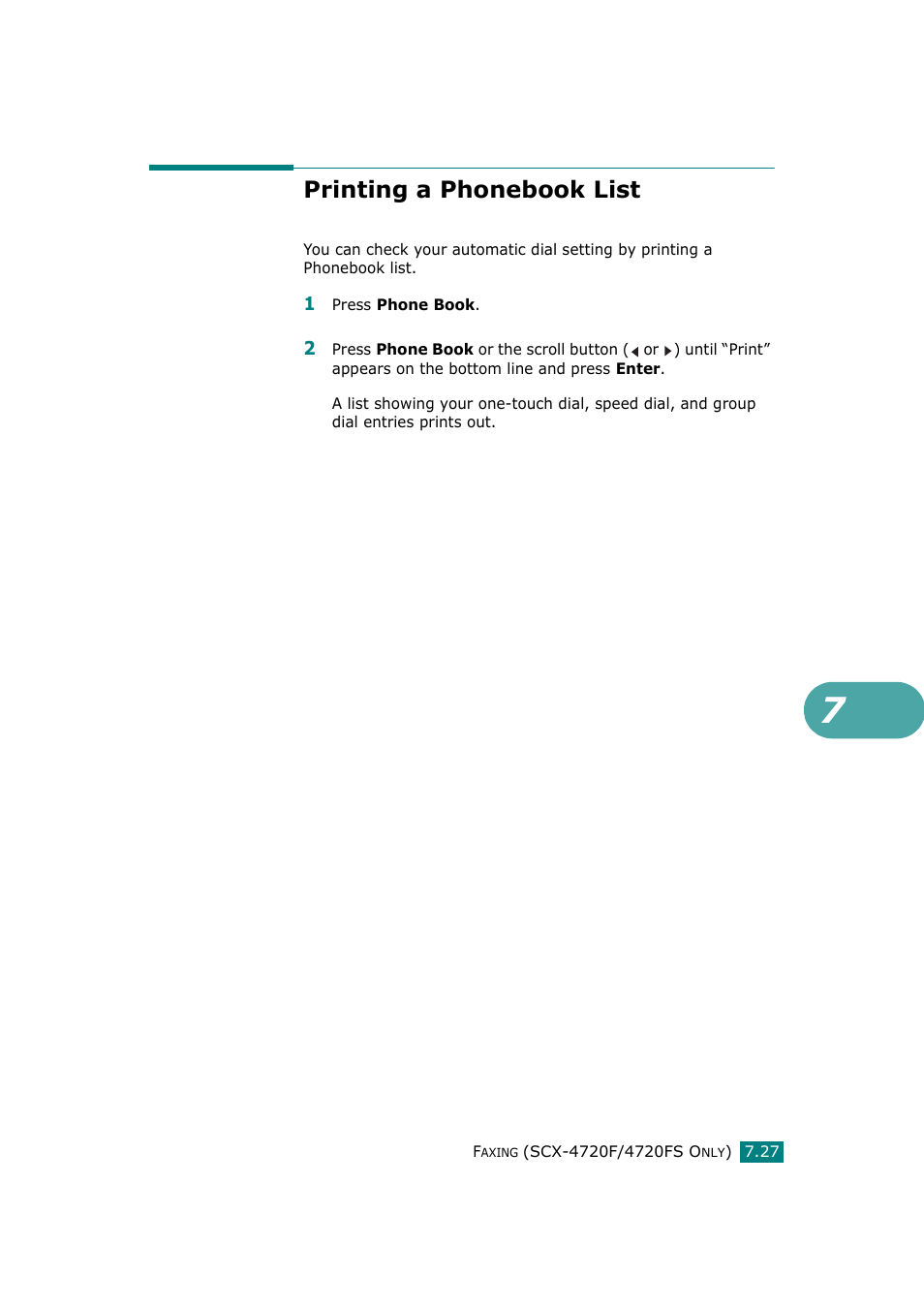 Printing a phonebook list | Samsung SCX-4720F-XIP User Manual | Page 166 / 322