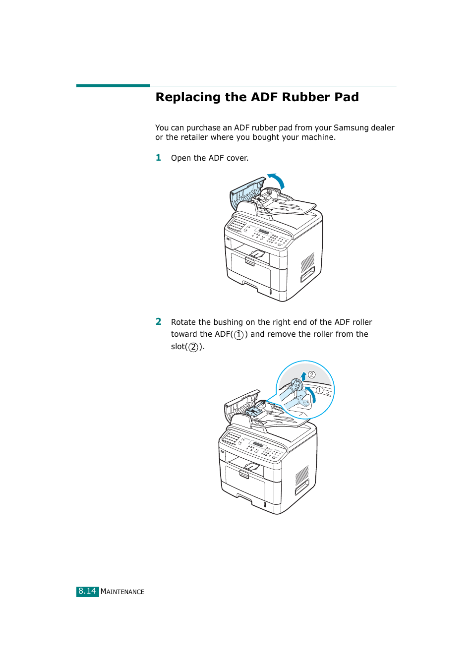 Replacing the adf rubber pad | Samsung SCX-4720F-XIP User Manual | Page 193 / 322
