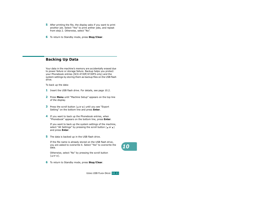 Backing up data | Samsung SCX-4720F-XIP User Manual | Page 242 / 322