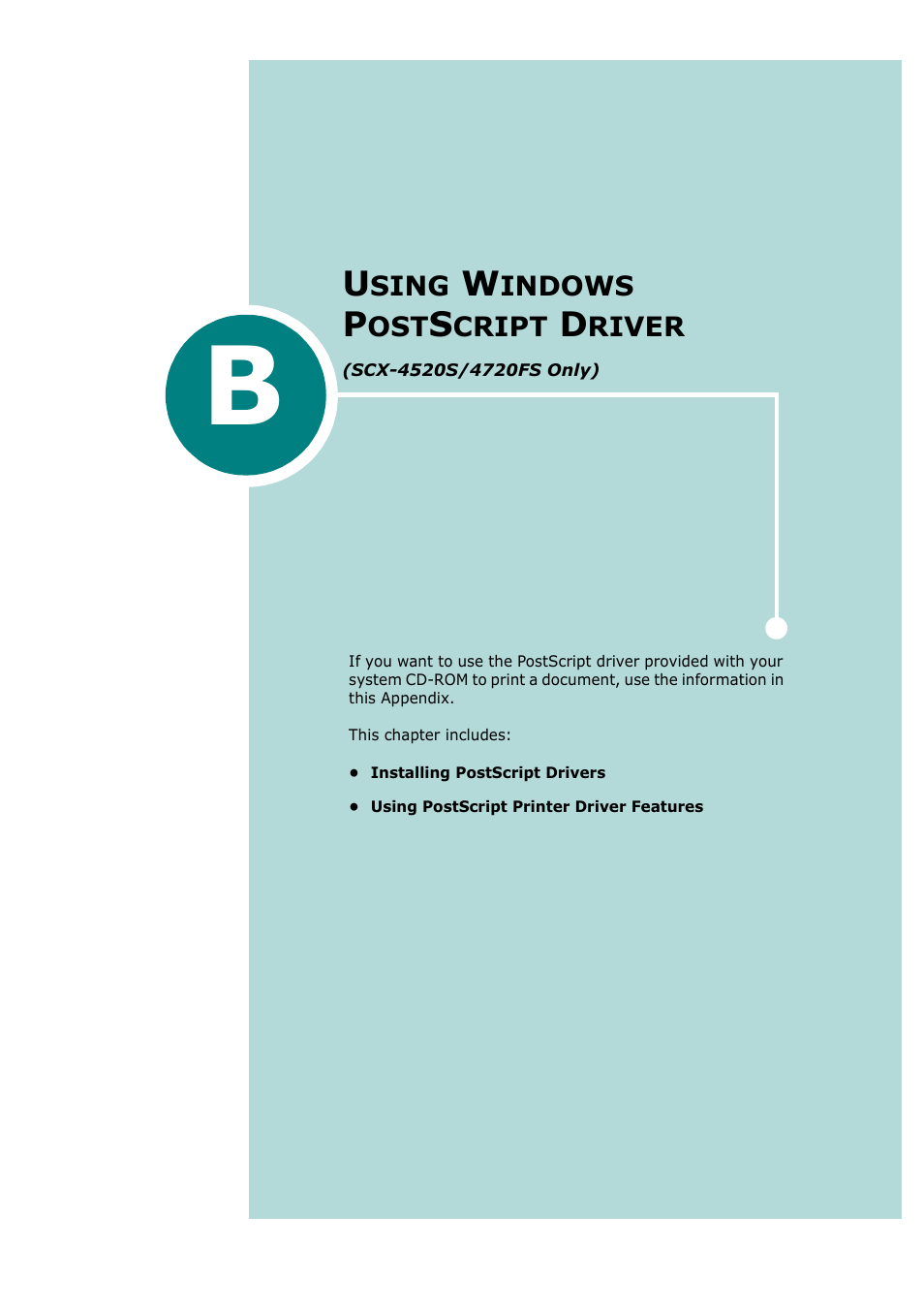 Appendix b, Sing, Indows | Cript, River, Scx-4520s/4720fs o | Samsung SCX-4720F-XIP User Manual | Page 262 / 322