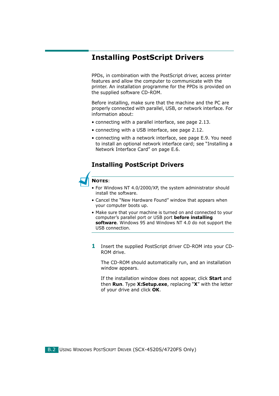 Installing postscript drivers | Samsung SCX-4720F-XIP User Manual | Page 263 / 322