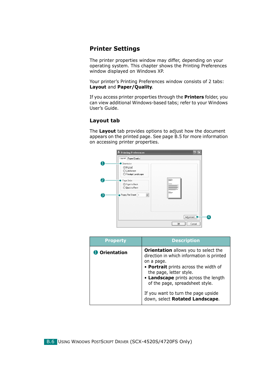 Printer settings | Samsung SCX-4720F-XIP User Manual | Page 267 / 322