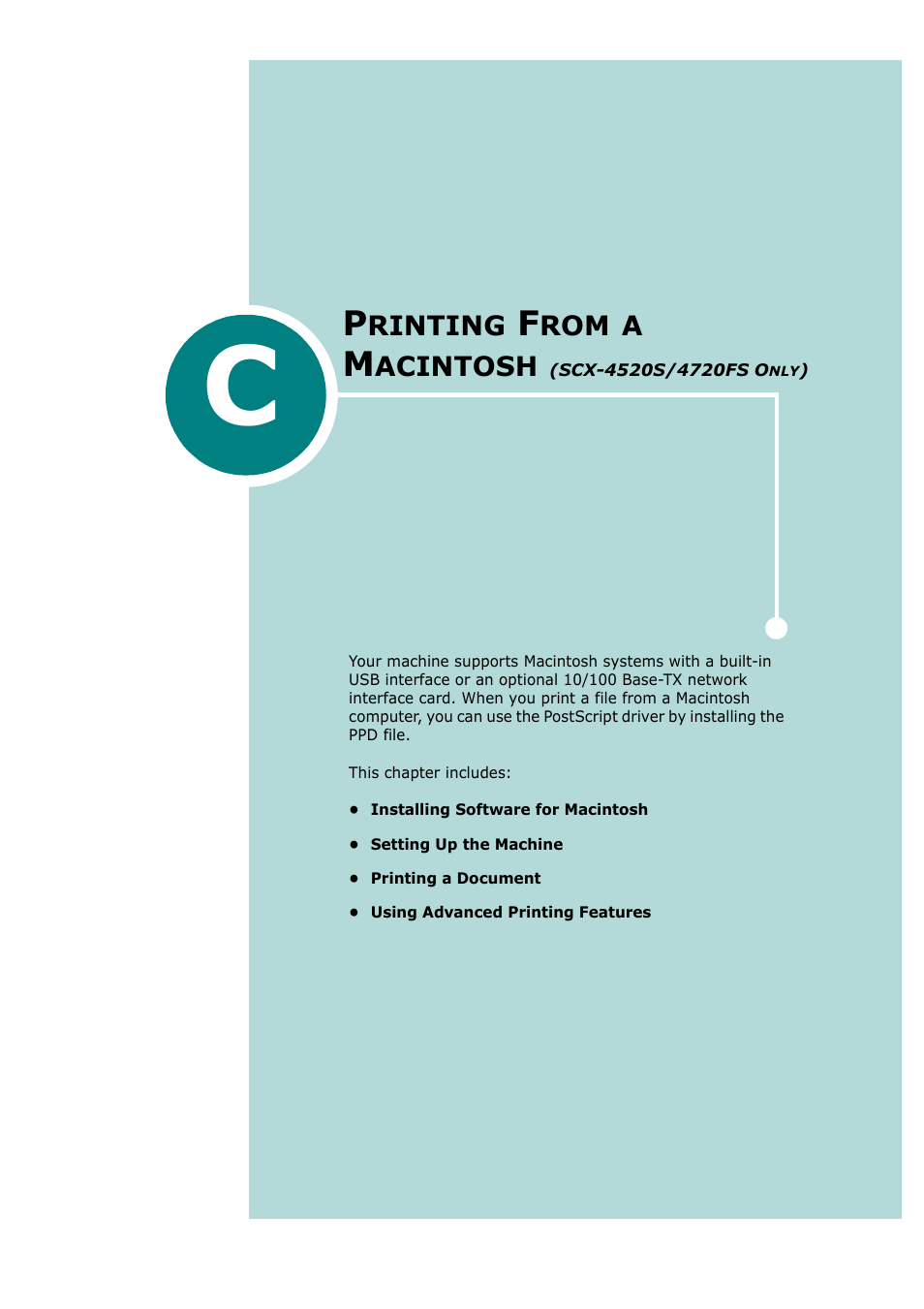 Appendix c, Rinting, Acintosh | Scx-4520s/4720fs o | Samsung SCX-4720F-XIP User Manual | Page 270 / 322