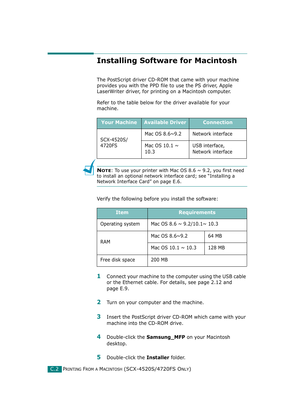 Installing software for macintosh | Samsung SCX-4720F-XIP User Manual | Page 271 / 322