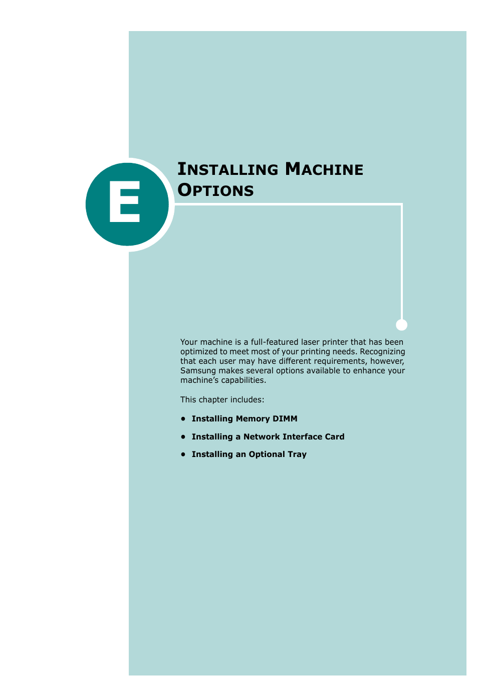 E installing machine options, Appendix e, Nstalling | Achine, Ptions | Samsung SCX-4720F-XIP User Manual | Page 292 / 322