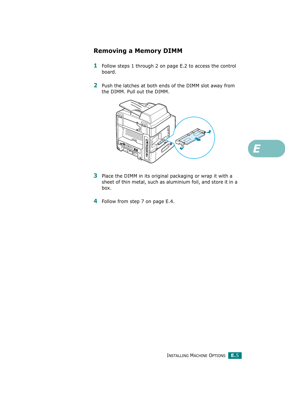 Removing a memory dimm | Samsung SCX-4720F-XIP User Manual | Page 296 / 322