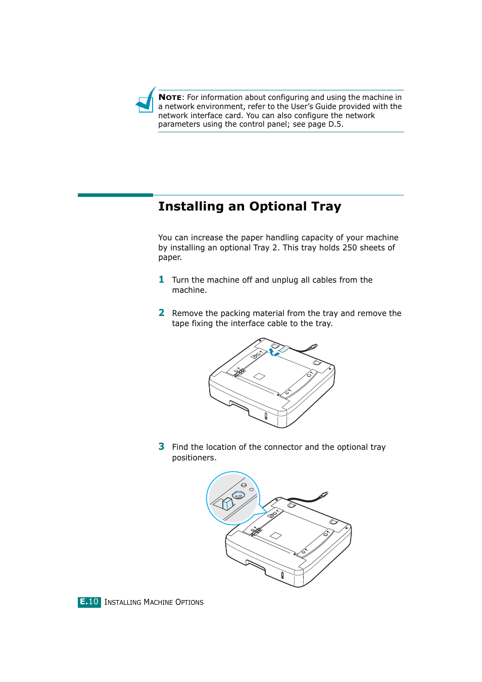 Installing an optional tray | Samsung SCX-4720F-XIP User Manual | Page 301 / 322