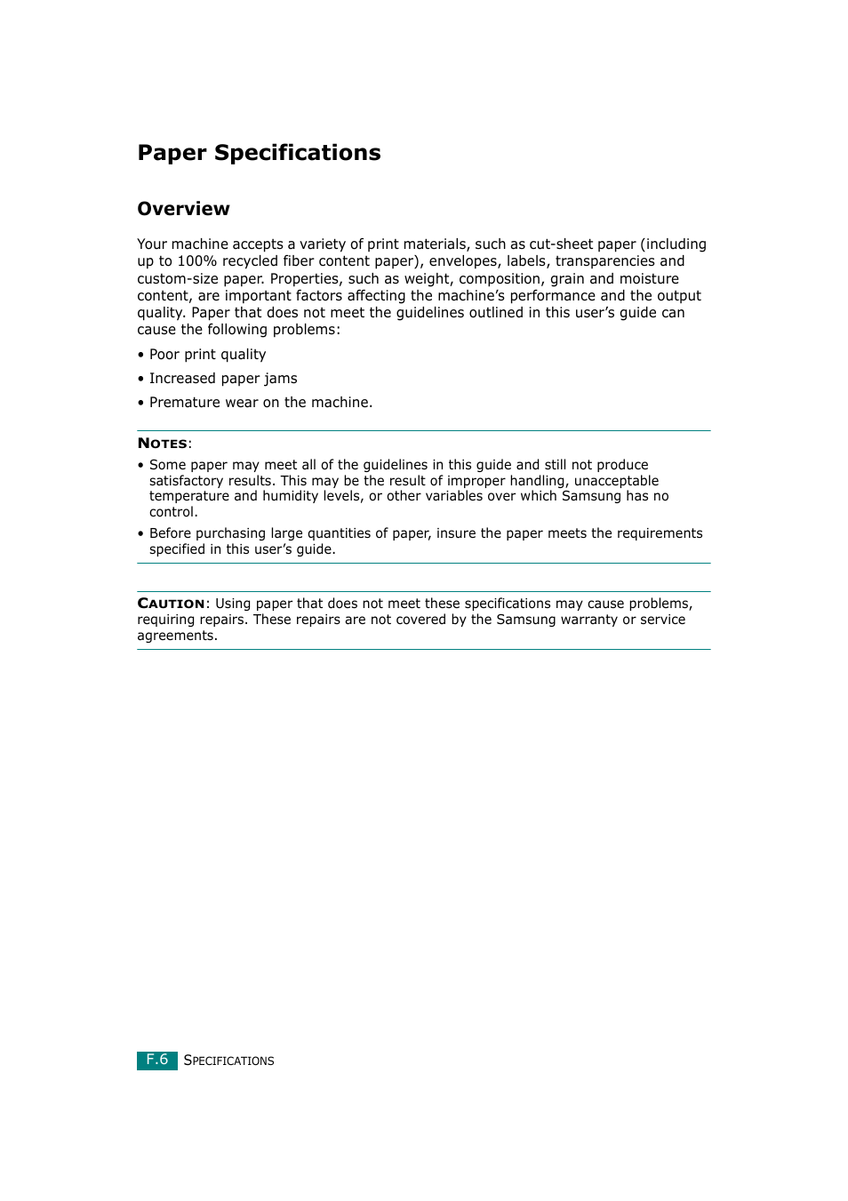 Paper specifications, Overview, See “paper | See “paper specifications | Samsung SCX-4720F-XIP User Manual | Page 311 / 322