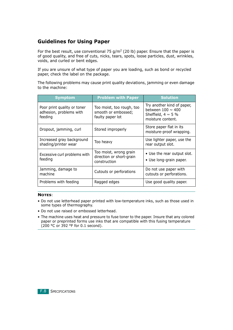 Guidelines for using paper | Samsung SCX-4720F-XIP User Manual | Page 313 / 322