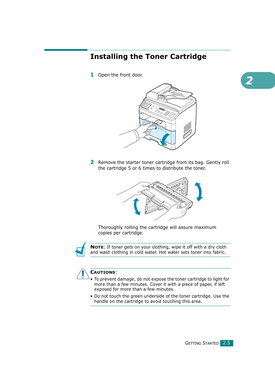 Installing the toner cartridge | Samsung SCX-4720F-XIP User Manual | Page 38 / 322