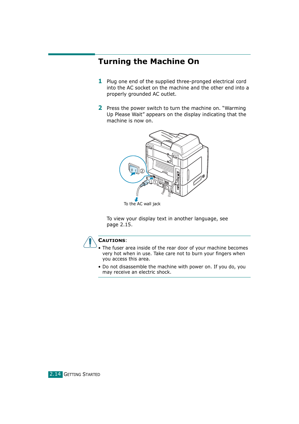 Turning the machine on | Samsung SCX-4720F-XIP User Manual | Page 47 / 322