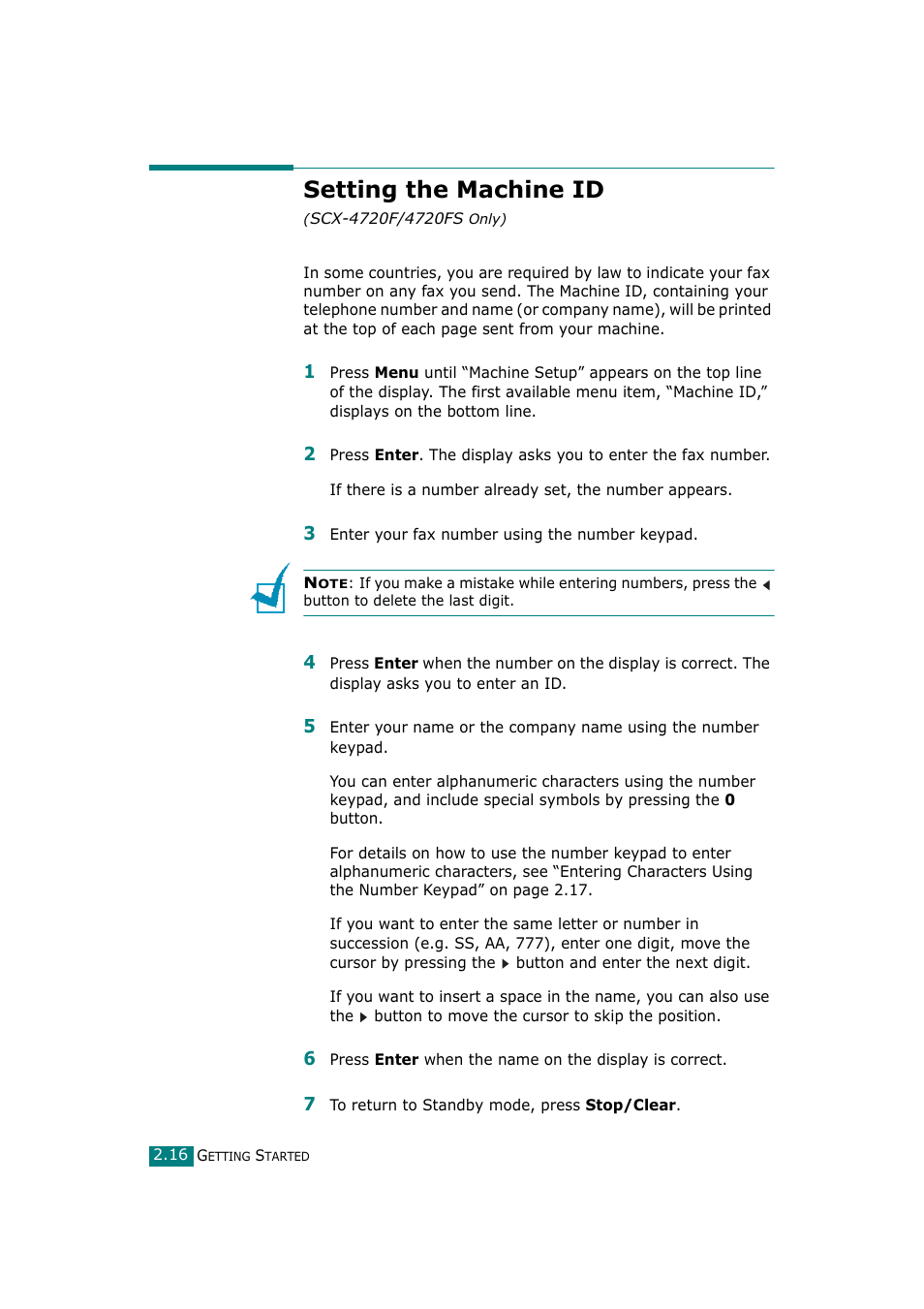 Setting the machine id (scx-4720f/4720fs only), Setting the machine id | Samsung SCX-4720F-XIP User Manual | Page 49 / 322