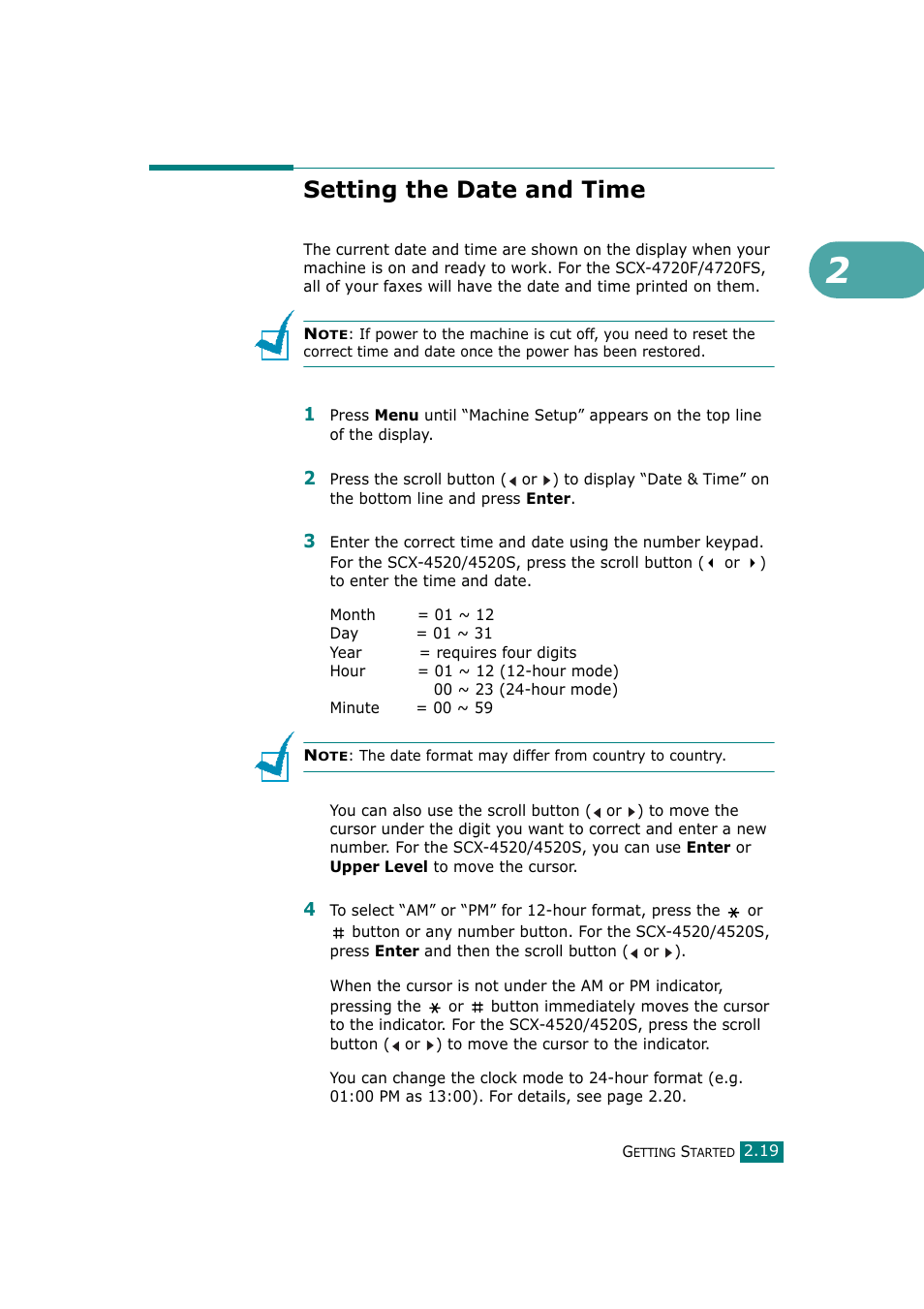 Setting the date and time | Samsung SCX-4720F-XIP User Manual | Page 52 / 322