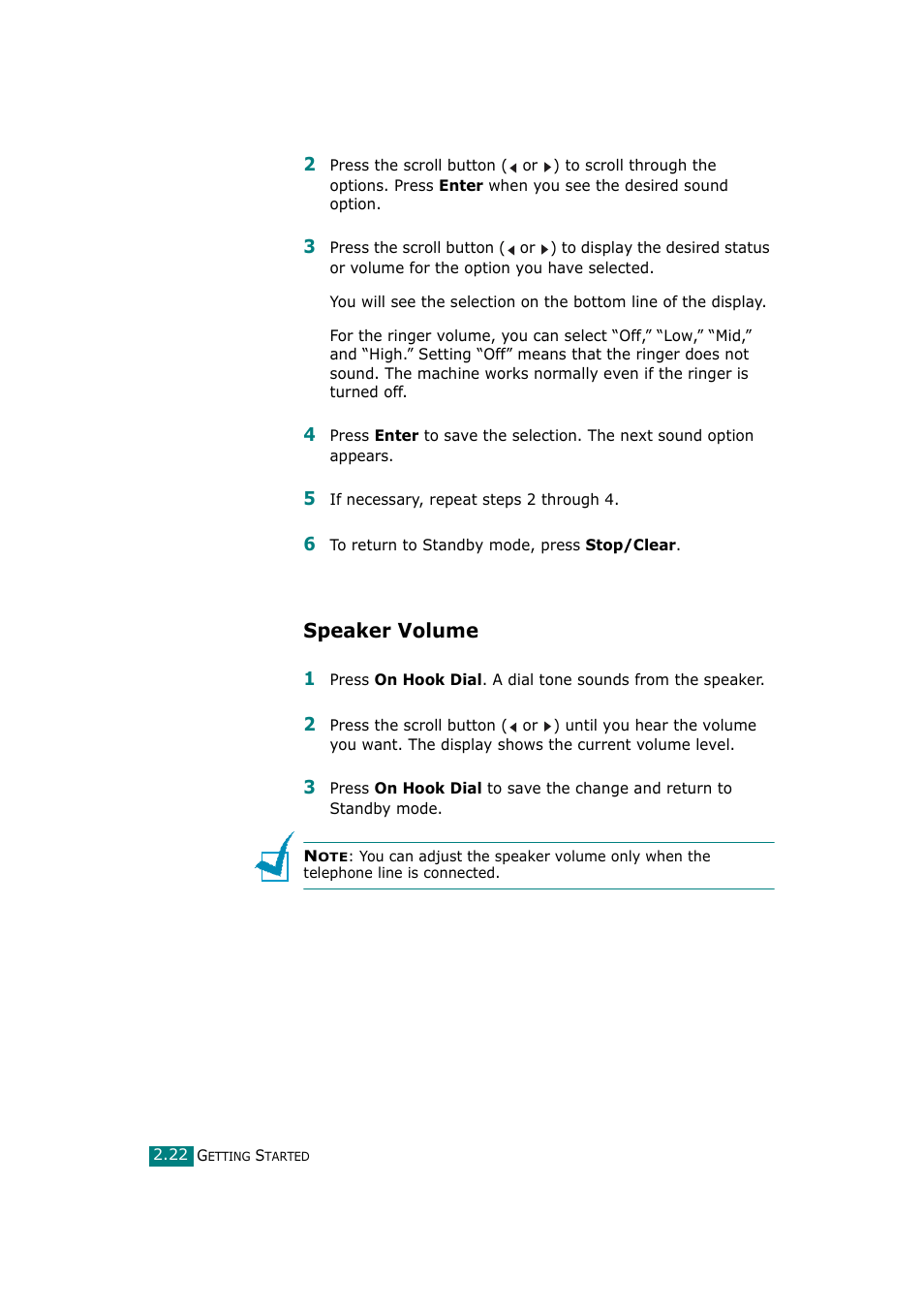 Speaker volume | Samsung SCX-4720F-XIP User Manual | Page 55 / 322
