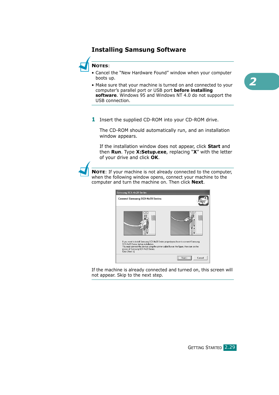 Installing samsung software | Samsung SCX-4720F-XIP User Manual | Page 62 / 322