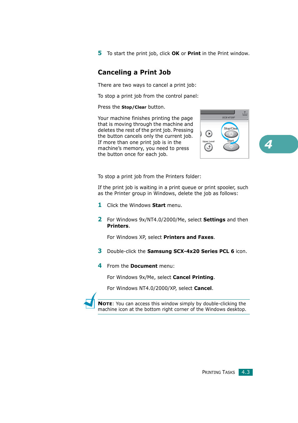 Canceling a print job | Samsung SCX-4720F-XIP User Manual | Page 88 / 322