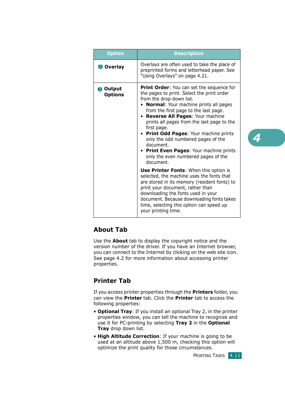 About tab, Printer tab | Samsung SCX-4720F-XIP User Manual | Page 96 / 322