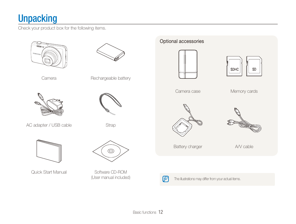 Unpacking | Samsung EC-PL20ZZBPSUS User Manual | Page 13 / 106