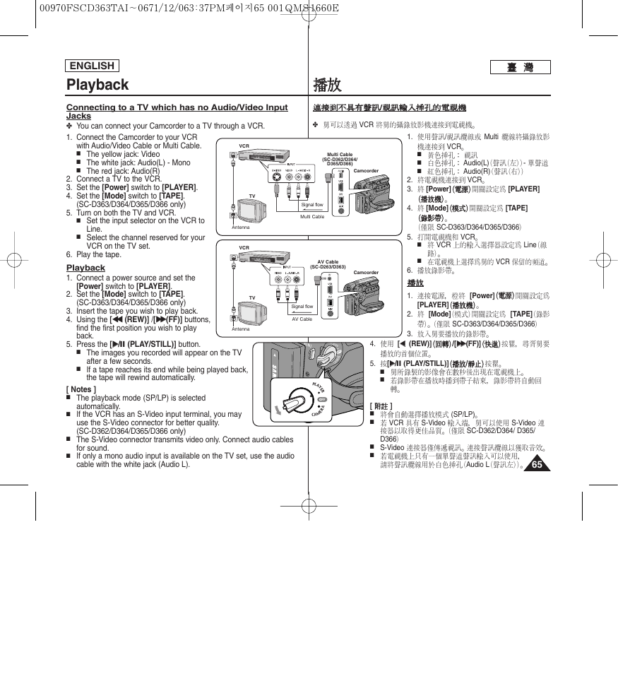 Playback, 播播放 放, English | Samsung SC-D263-XAA User Manual | Page 65 / 106